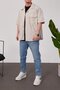 قميص رجالي من القماش بأكمام قصيرة باللون البيج باراشوت مقاس كبير - 3