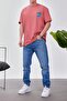 Men's T-Shirt W Letter Dried Rose Oversize Crew Neck - 2