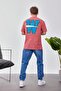 Men's T-Shirt W Letter Dried Rose Oversize Crew Neck - 3