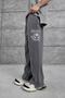 Men's Sweatpants Washable Project Written on the Bottom Smoked Oversize Loose Fit 3 Yarns Without Ruffles