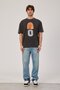 Men's T-Shirt Hat Washed Smoked Oversize Printed Crew Neck Thick Cotton Fabric