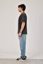 Men's T-Shirt Hat Washed Smoked Oversize Printed Crew Neck Thick Cotton Fabric - 4