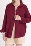Claret Red Single Pocket 100% Cotton Oversize Muslin Shirt 4697A - 4