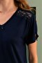 Bamboo Fabric Plus Size Women's Lace Short Sleeve Pajama Set – Soft, Breathable,Laci - 4
