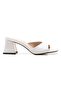 Alya White Patent Leather Thick Heeled Square Evening Dress Women's Slippers - 6