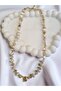 Seashell Stone and Pearl Detailed Necklace – Handmade Design with Figure Tip - 5