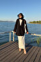 Women's Black Tie Detailed Flam Linen Kimono - 6
