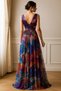 Double-Breasted Neck Fitted Waist Tulle Maxi Evening Dress - 2