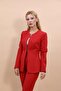 Oval Collar Classic Jacket with Side Pockets - Red - 1043100 - 3
