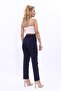 Elastic Tight-Legged Trousers-Navy Blue - 5