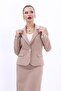 Plus Size - Collared Single Button Jacket-Stone