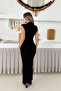 Drapeli Black Slit Women's Dress - 7