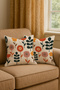 Digital Printing Retro Botanical Patterned Modern Style Set of 2 Throw Pillow Cases