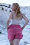 Cotton Beach Shorts with Pockets and Elastic Waistline Stripes - 2