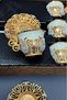 Turkish Coffee Serving Set, 6-Person Metal Coffee Cup Set, Coffee Cups (6 Pieces) with Crystal Embellishments