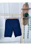 Boy's Navy Blue Elastic Waist Linen Cargo Pocket Capri - 3