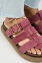 (Hicks) Women's Genuine Leather Buckled Strapped Cherry Slipper - 4