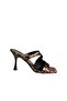 U590034404 Black/Leopard Fabric Heeled Women's Slippers - 7