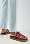 (Hicks) Women's Genuine Leather Buckled Strapped Cherry Slipper - 6