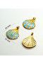 Turquoise Enamel Large Oyster Pendant – Elegant Jewelry with Sea Shell Design, 33X25 mm - 4