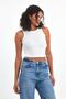 Ribbed White Crop Halter Neck Zero Sleeve Cotton 3-Piece Women's Tank Top - 5
