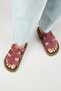 (Hicks) Women's Genuine Leather Buckled Strapped Cherry Slipper - 7