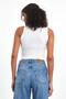 Ribbed White Crop Halter Neck Zero Sleeve Cotton 3-Piece Women's Tank Top - 6