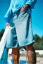 Men's Super Baggy Fit Bermuda Jean Shorts Blue - 3