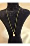Zircon Stone Single Stone Gold Gold Color Steel Necklace - 2