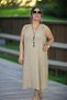 Button Detail Jopone Sleeve (Sleeveless) Pocketed Muslin Fabric Large Size Summer Dress - 5