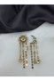 Sun and Moon with Pearl Vintage Design Brand Model Gold Gold Detailed Dangle Earrings - 2