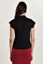 Women's Modal Fabric Standard Fit Stand Collar Black Blouse - 5