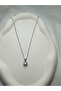 Zircon Stone Single Stone Silver Silver Color Steel Necklace - 3