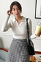 White Ribbed Polo Neck Knitwear Sweater - 2