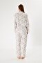 Women's 100% Cotton Woven Fabric Ecru Floral Patterned Shirt Collar Buttoned Pajama Set with Pockets - 6