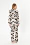 Women's 100% Cotton Woven Milk Coffee Flower Pattern Shirt Collar Button-Through Pocket Pajamas Set - 6