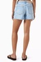 Denim Women's Shorts with Raw Hem and Five Pockets Design Light Blue - 3