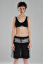 Women's Stripe Detailed and Denim Garnished Design Bermuda Shorts - 5
