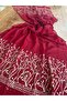 Burgundy Embroidered Gold Stone Embroidered Imported Organic Cotton Shawl 1606081 - 3