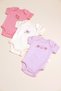 Embroidered Baby Girl Short Sleeve Snap Body 3-Piece - 3