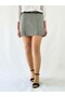 Black Checked Woven Shorts Skirt with Back Skirt Look - 4