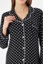 Women's 100% Cotton Woven Black Polka Dot White Piping Shirt Collar Buttoned Top with Pockets Pajama Set - 6