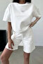 Plain Printed Round Neck T-Shirt Shorts Set - 4