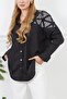 Women's Black Robe Foil Printed Oversized Shirt with Pocket Detail