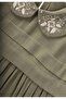 Baby Collar Embroidered Linen Dress 2-7 Years Khaki Green - 3