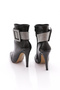 4258 Women's Pointed Toe Crystal Stone Belt Buckle Thin Heeled Boots - 3