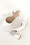 Women's White Patent Leather Short Thick Heeled Stiletto Asymmetrical Strap Shoes - Verlik - 3