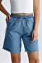 Women's Elastic High Waist Flexible City Shorts Blue