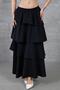 Women's Black Flounced Layered Elastic Waist Kupra Lined Crepe Skirt Suitable for Hijab - 4