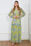Women's Graphic Pattern Red V Neck Lined Elastic Waist Chiffon Dress Suitable for Hijab - 5